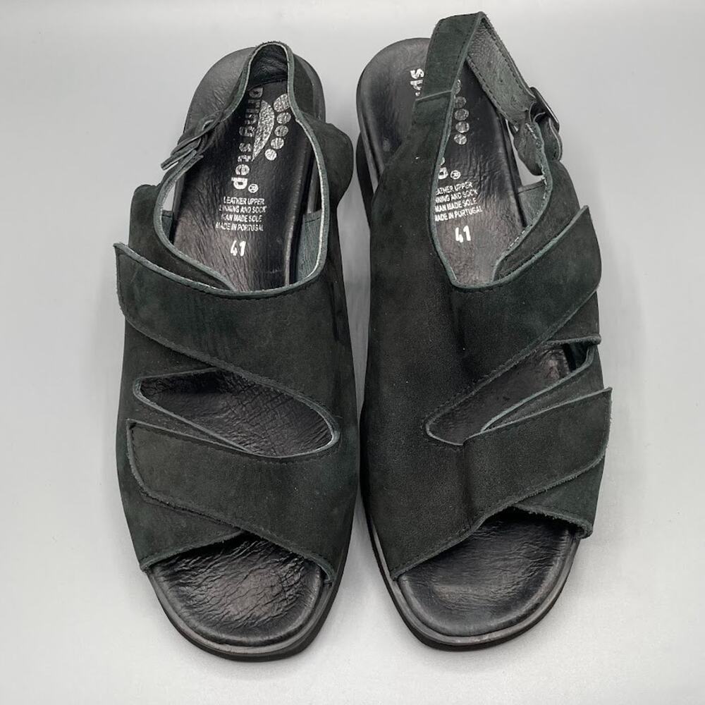 Spring Step Sandals Size 9.5 10 EU 41 Black Leather Comfort Slingback Adjustable